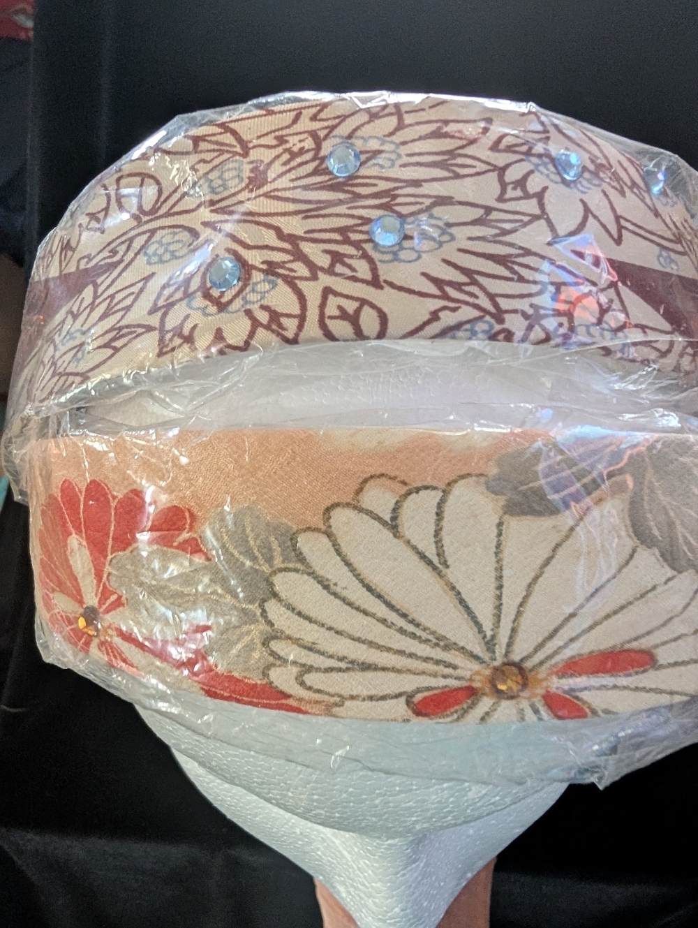 Floral Fabric Headband  Peach, Coral & Cream